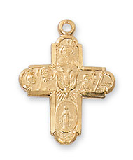 4-WAY GOLD PLATED STERLING SILVER CROSS J2210S