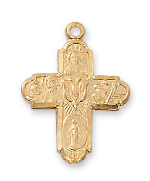 4-WAY GOLD PLATED STERLING SILVER CROSS J2210S