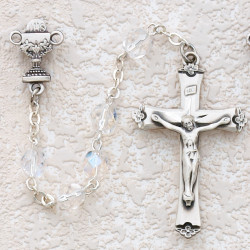 ROSARY CRYSTAL AB RHODIUM CHALICE 586-RW