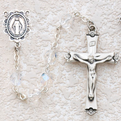 CRYSTAL AB RHODIUM MIRACULOUS ROSARY