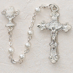 ROSARY PEARL COMMUNION RHODIUM CHALICE C17RW