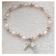 Pink Pearl Heart Stretch Bracelet 276