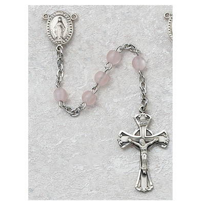 PINK PEARL STERLING SILVER CHILDREN'S ROSARY 201L-PKG