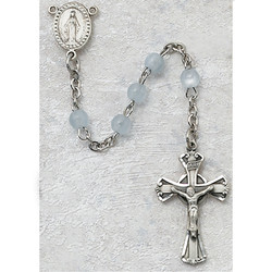 BLUE GLASS PEWTER CHILDREN'S ROSARY 201D-BLG