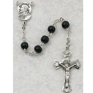 BLACK WOOD CHILDREN'S ROSARY W/STERLING SILVER CRUCIFIX/CENTER 159L-BKG