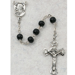 BLACK GLASS CHILDREN'S ROSARY 159D-BKG