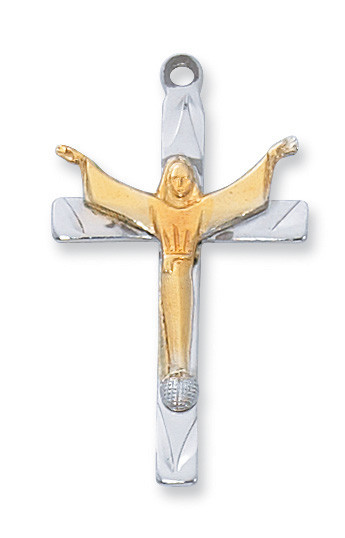 Tu-Tone Risen Christ Crucifix Pendant