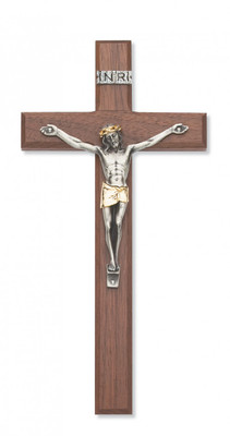 10" WALNUT CRUCIFIX WITH TWO TONE CORPUS 80-100