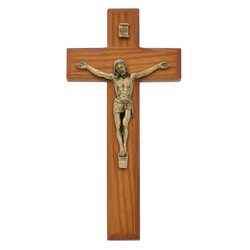 7" Walnut Stained Crucifix