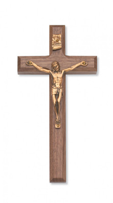 8" WALNUT BEVELED CRUCIFIX 80-01