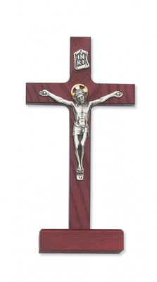 8" CHERRY STAINED STANDING CRUCIFIX 80-58