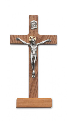 8" WALNUT STAINED STANDING CRUCIFIX 80-59