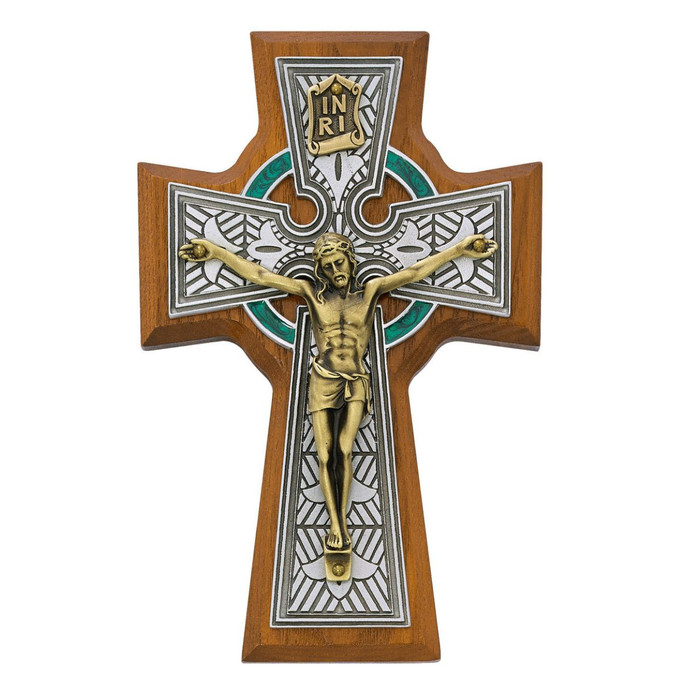 Walnut Stained Celtic Crucifix