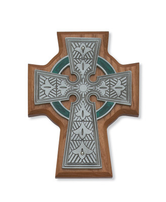 5 1/2" WALNUT STAINED CELTIC CRUCIFIX 80-123