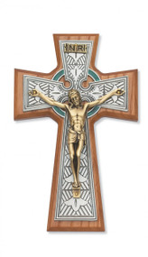 8-1/4" WALNUT STAINED CELTIC CRUCIFIX 79-42668
