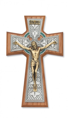 8-1/4" WALNUT STAINED CELTIC CRUCIFIX 79-42668