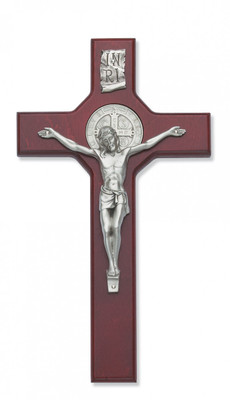 10 1/2" CHERRY STAINED ST. BENEDICT CRUCIFIX 79-42672