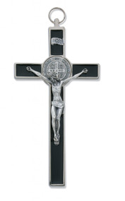 8" FINE ITALIAN WITH BLACK EPOXY ST. BENEDICT CRUCIFIX 119-04