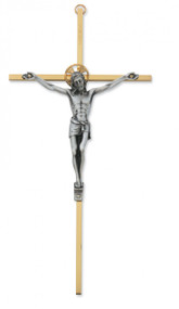 10" SOLID BRASS CRUCIFIX WITH GOLD HALO 79-42622
