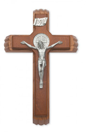 SICK CALL SET - ST. BENEDICT 13" WALNUT STAINED CRUCIFIX 79-42659