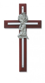 6" CHERRY GIRL WALL CROSS WITH SILVER OVERLAY 73-24