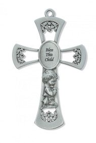 6" PEWTER BABY BOY WALL CROSS 73-12