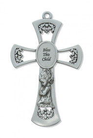 6" PEWTER BABY GIRL WALL CROSS 73-13