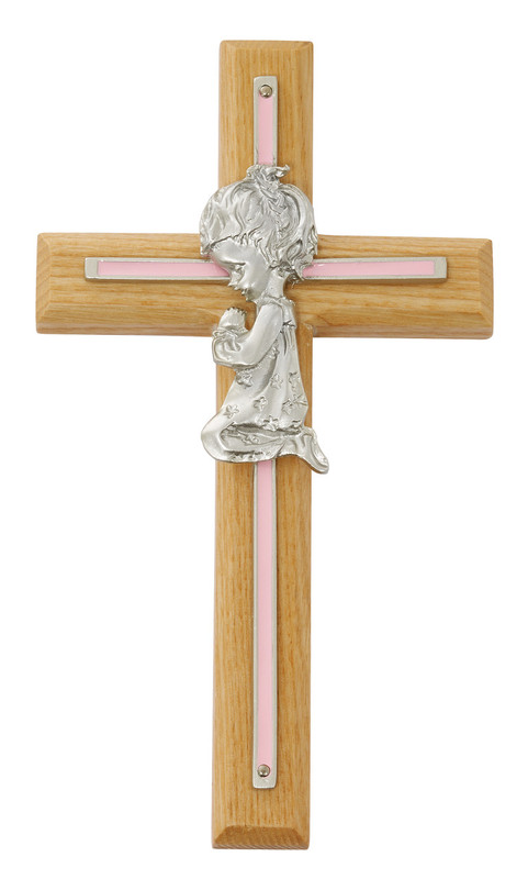 7" Aluminum & Oak Children's Cross