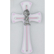 7" PINK GIRL WALL CROSS ON WHITE WOOD 73-11