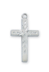 RHODIUM ENGRAVED CROSS RC7002