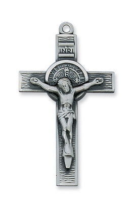 ST. BENEDICT CRUCIFIX PEWTER ANTIQUE SILVER AN9078
