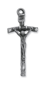 PAPAL CRUCIFIX PEWTER ANTIQUE SILVER AN660