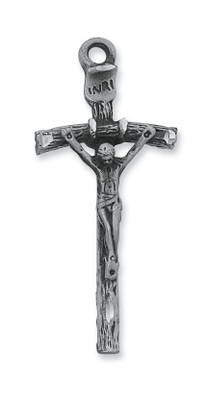 PAPAL CRUCIFIX PEWTER ANTIQUE SILVER AN660