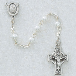 PEARL PEWTER CELTIC CHILDREN'S ROSARY R320DG