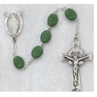 GREEN OVAL SHAMROCK FINE GLASS IRISH ROSARY 120D/F