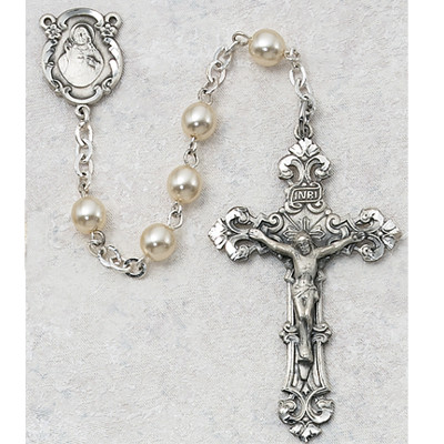 PEARL EUROPEAN GLASS ROSARY 131D/F