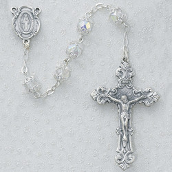 CRYSTAL AB CAPPED ELEGANT GLASS ROSARY 701S-CRF