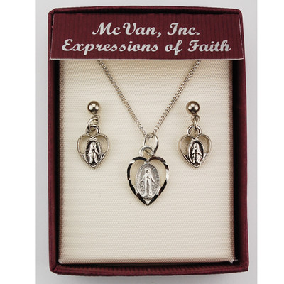 MIRACULOUS HEART PENDANT AND EARRING SET