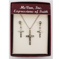 CROSS PENDANT & EARRING SET