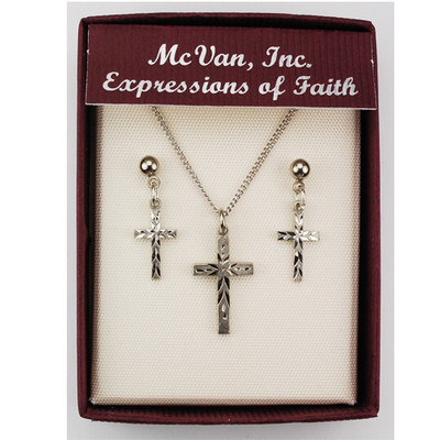 CROSS PENDANT & EARRING SET
