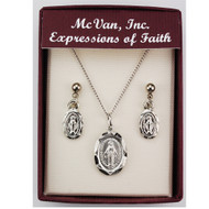 OVAL MIRACULOUS PENDANT AND EARRING SET