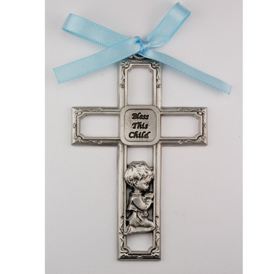PEWTER BOY CRIB CROSS