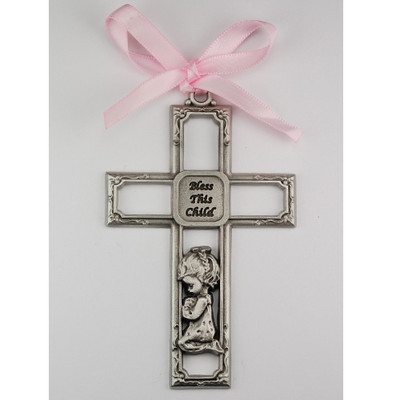PEWTER GIRL CRIB CROSS