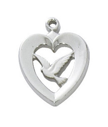 Heart  Pendant with Dove Necklace