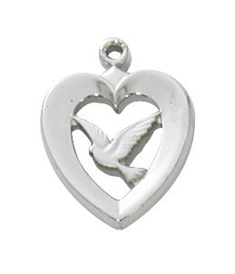 Heart  Pendant with Dove Necklace