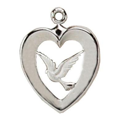 HEART WITH DOVE STERLING SILVER L638