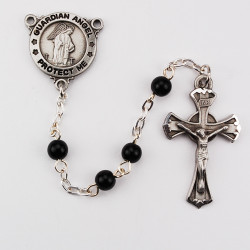 BLACK GUARDIAN ANGEL ROSARY R374DG