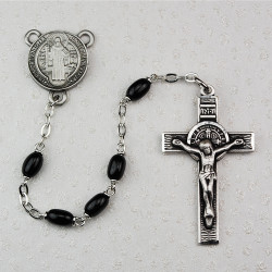 BLACK ST. BENEDICT PEWTER ROSARY R365DF