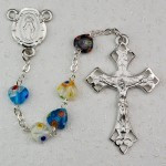MULTI MURANO HEART RHODIUM ROSARY