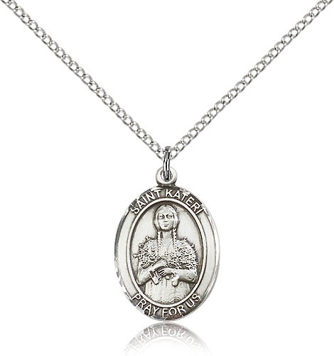 Sterling Silver St. Kateri Pendant on 18" Chain